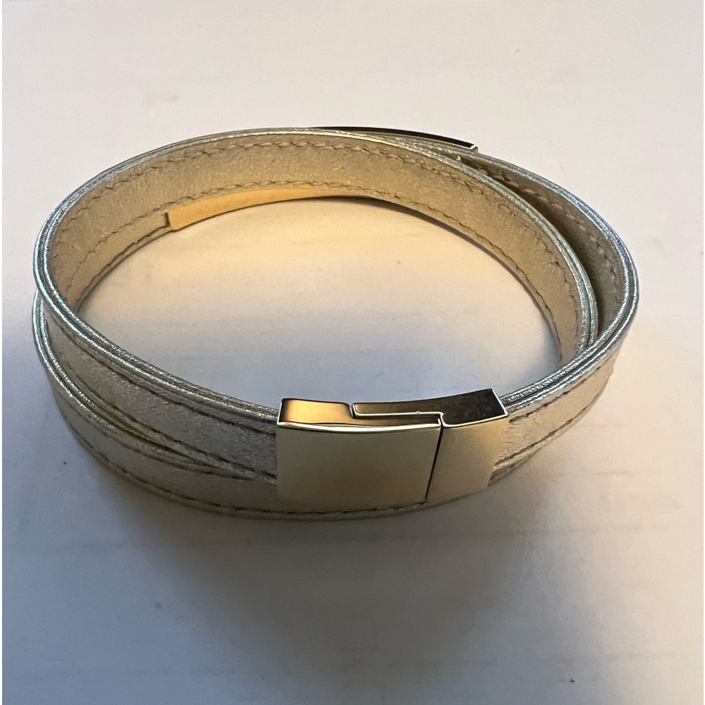 GOLD LEATHER DOUBLE WRAP BRACELET